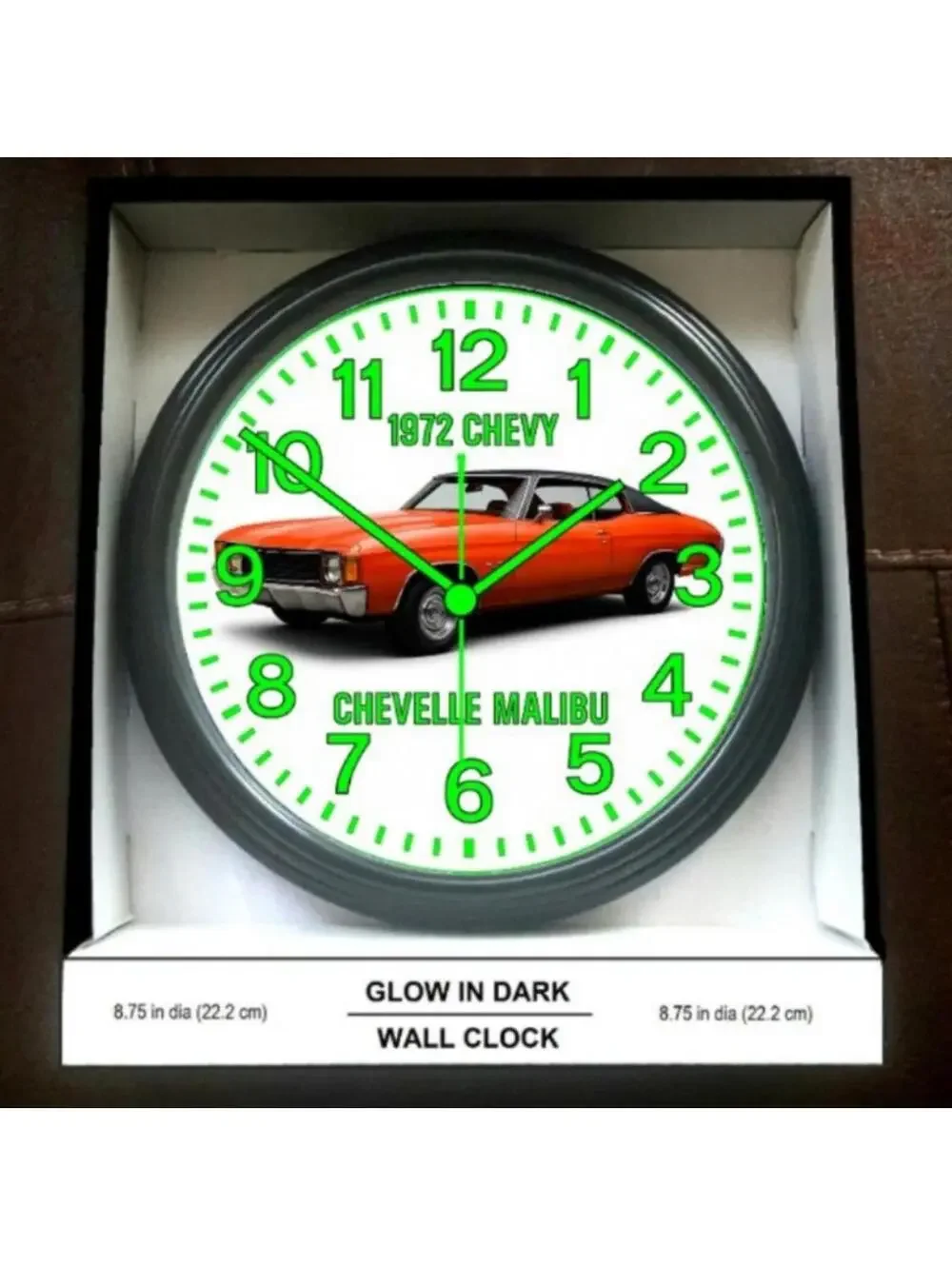 1972 Chevy Chevrolet Chevelle Malibu Glow In The Dark Wall Clock New!